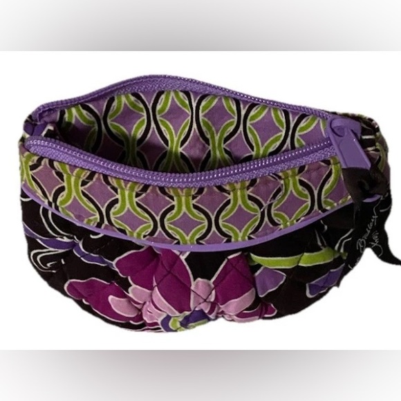 Vera Bradley Purple Punch Coin Purse Brown Purple Green Excellent Condition - Picture 6 of 10